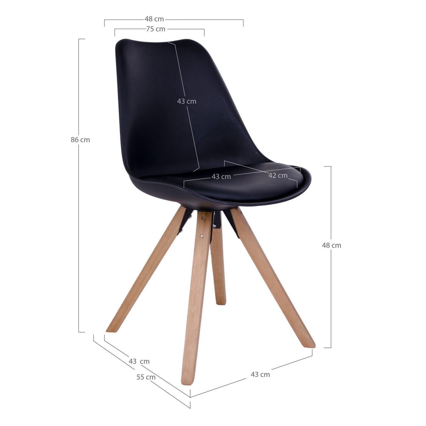 Bergen Esszimmerstuhl 2er Set – Stuhl mit Holzbeinen im skandinavischen Design - Bild 16
