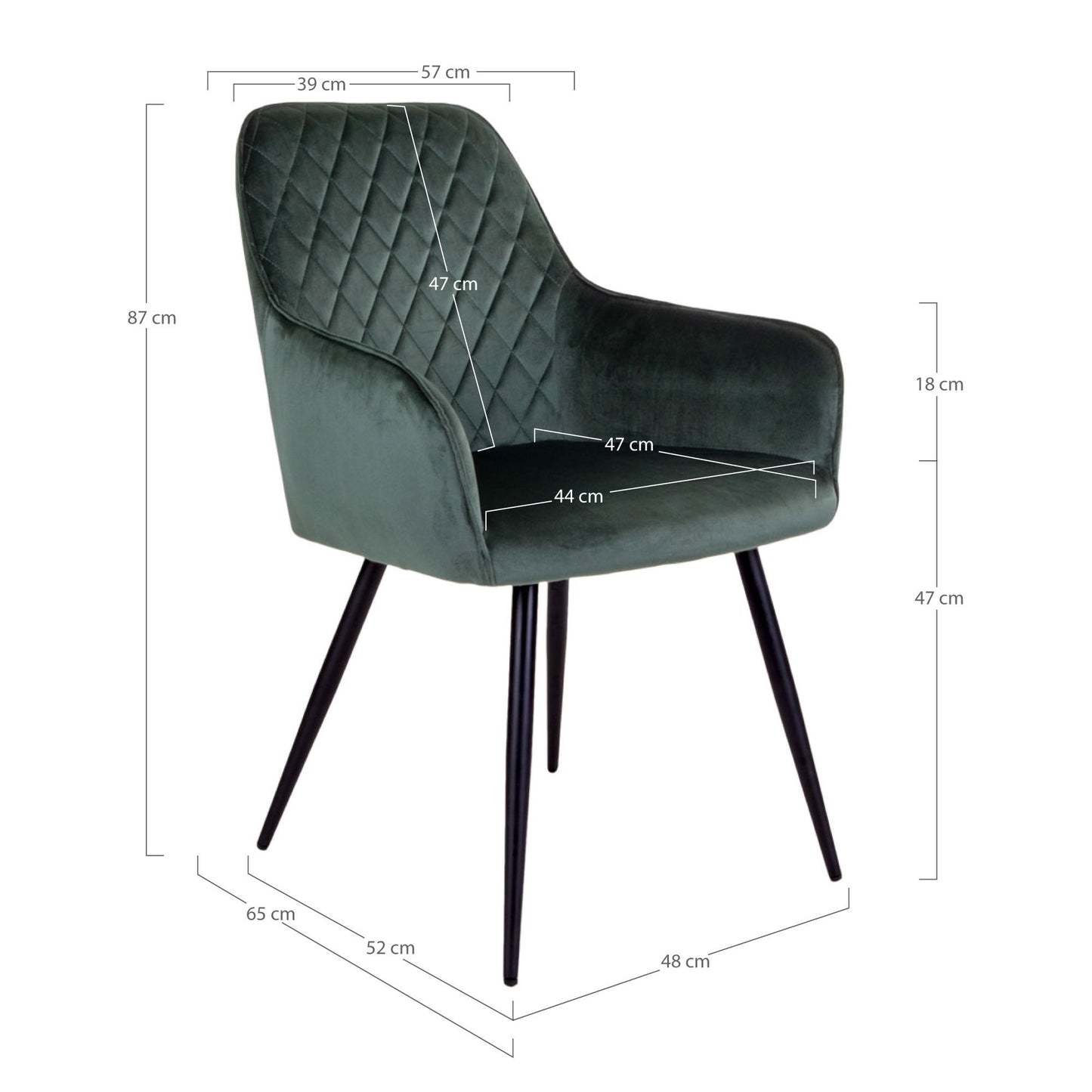 Harbo Esszimmerstuhl Samt mit Rautensteppung 2er Set - Komfort trifft modernes Design - Bild 17