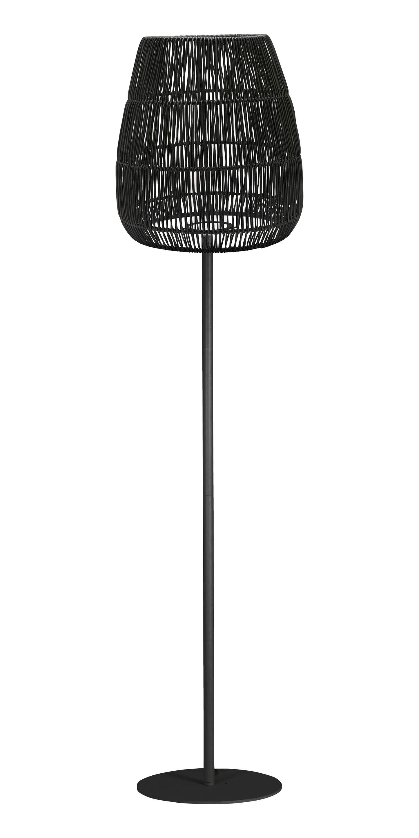 Outdoor Stehlampe Agnar mit 38cm Rattan Schirm - Gestell Metall, 154 cm, wetterfest IP44,E27