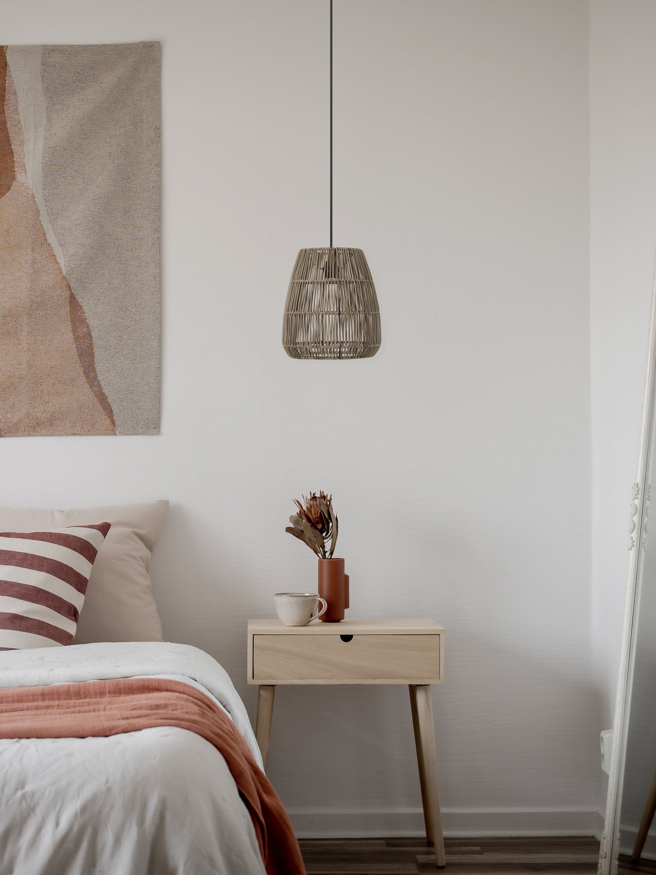 Hängelampe Saigon Grau Polyrattan 18 cm mit E27 Fassung