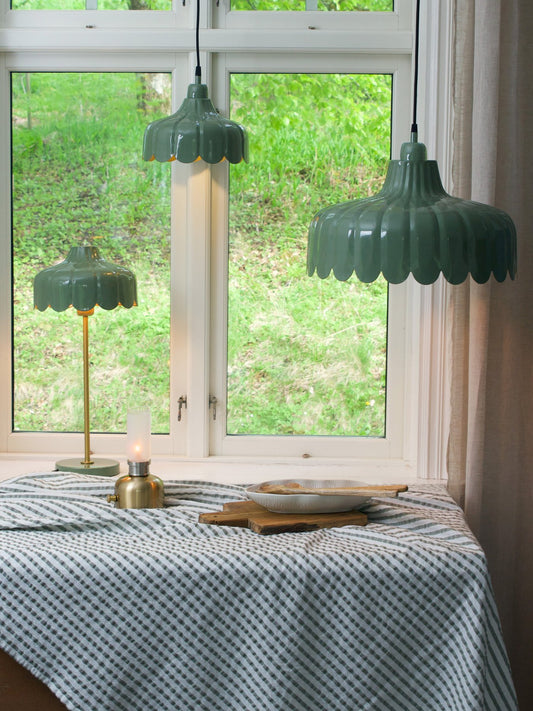 Hängelampe Wells Moosgrün 43 cm Metallblätter Design