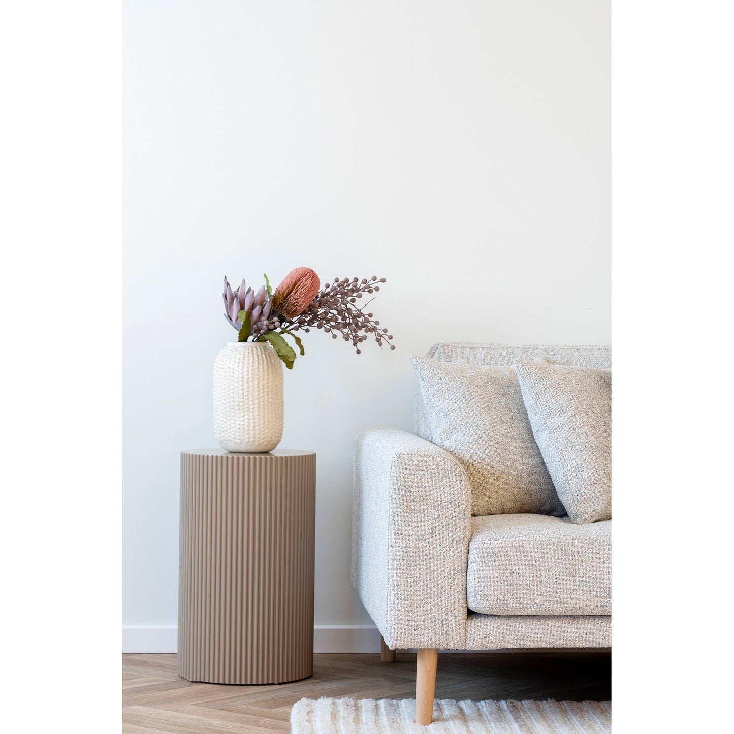 Farense Beistelltisch modernes Design grau beige Ø30x50 cm