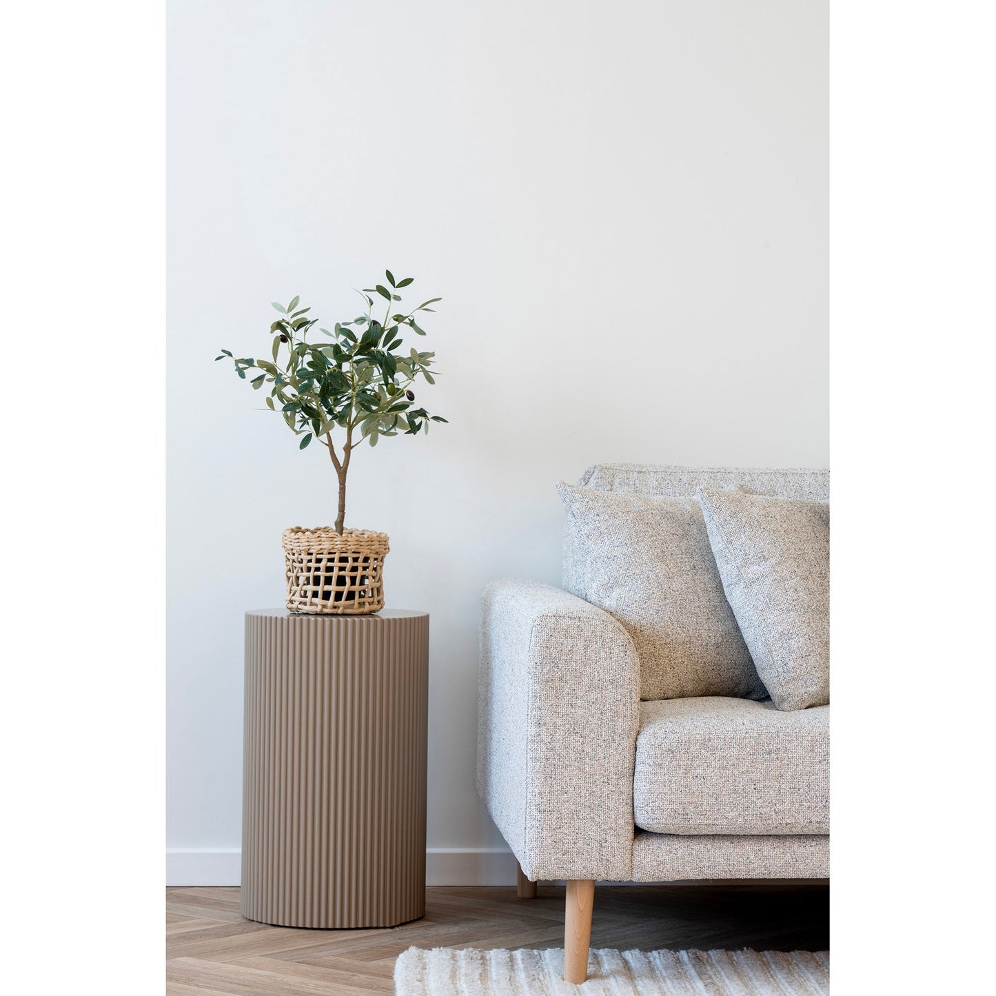 Farense Beistelltisch modernes Design grau beige Ø30x50 cm