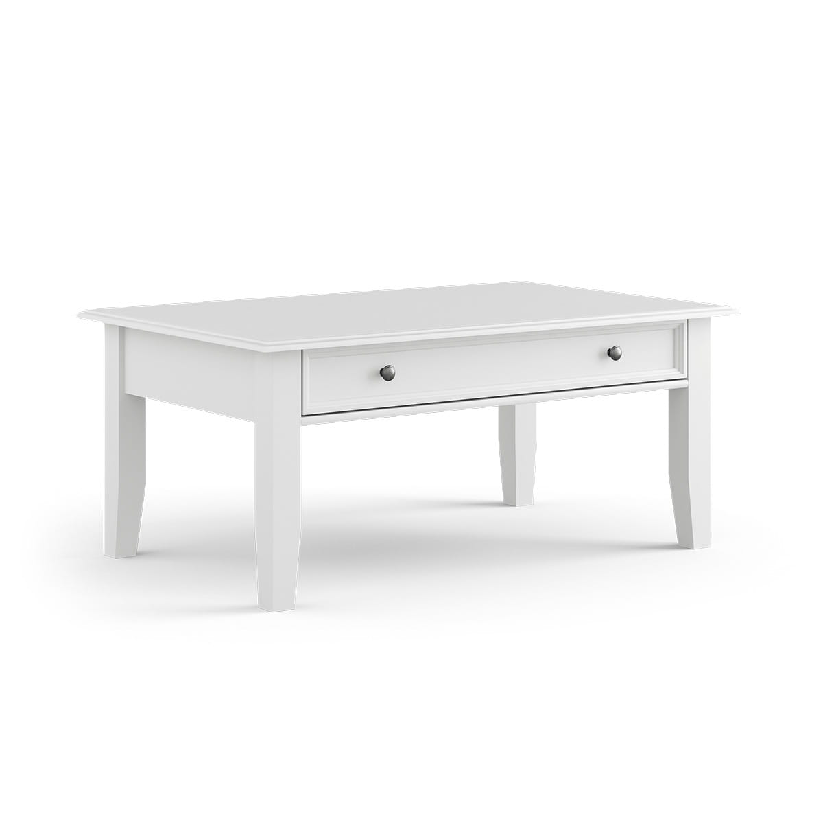 Eleganter weißer Belluno Elegante Kiefernholz Couchtisch mit Schublade