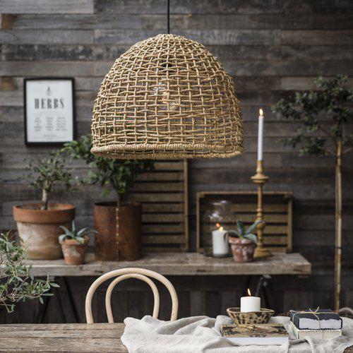 Hängelampe Cebu Outdoor Natural, geflochten aus Lampakanay von PR Home