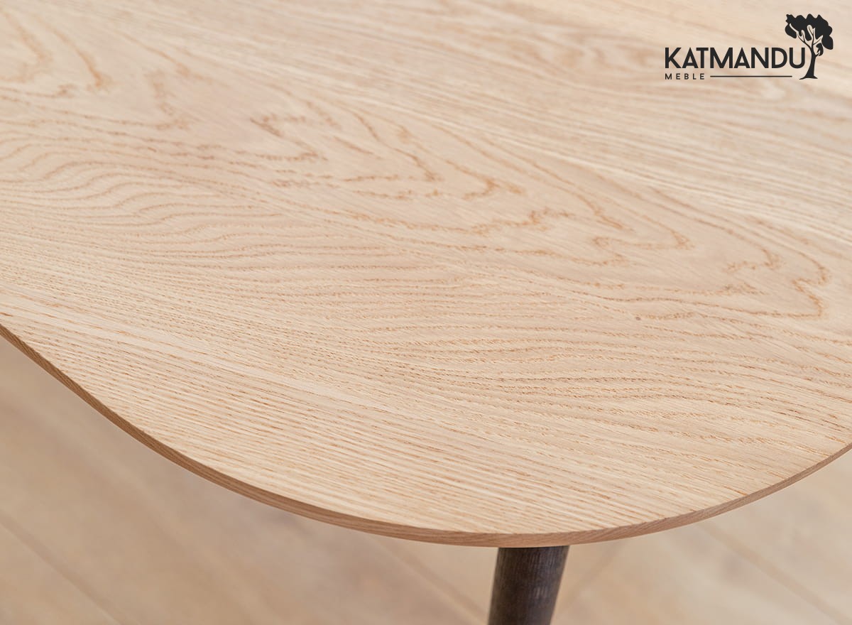 Moderner Dębowy Stolik Kawowy Awokado mit Oljebeschichtung und Schwarze Beine