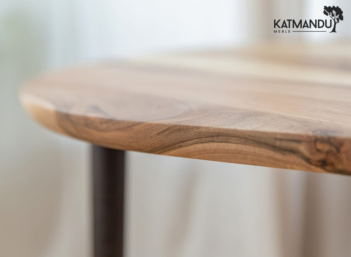 Awokado Couchtisch aus massivem Walnussholz, modern im Loft-Design
