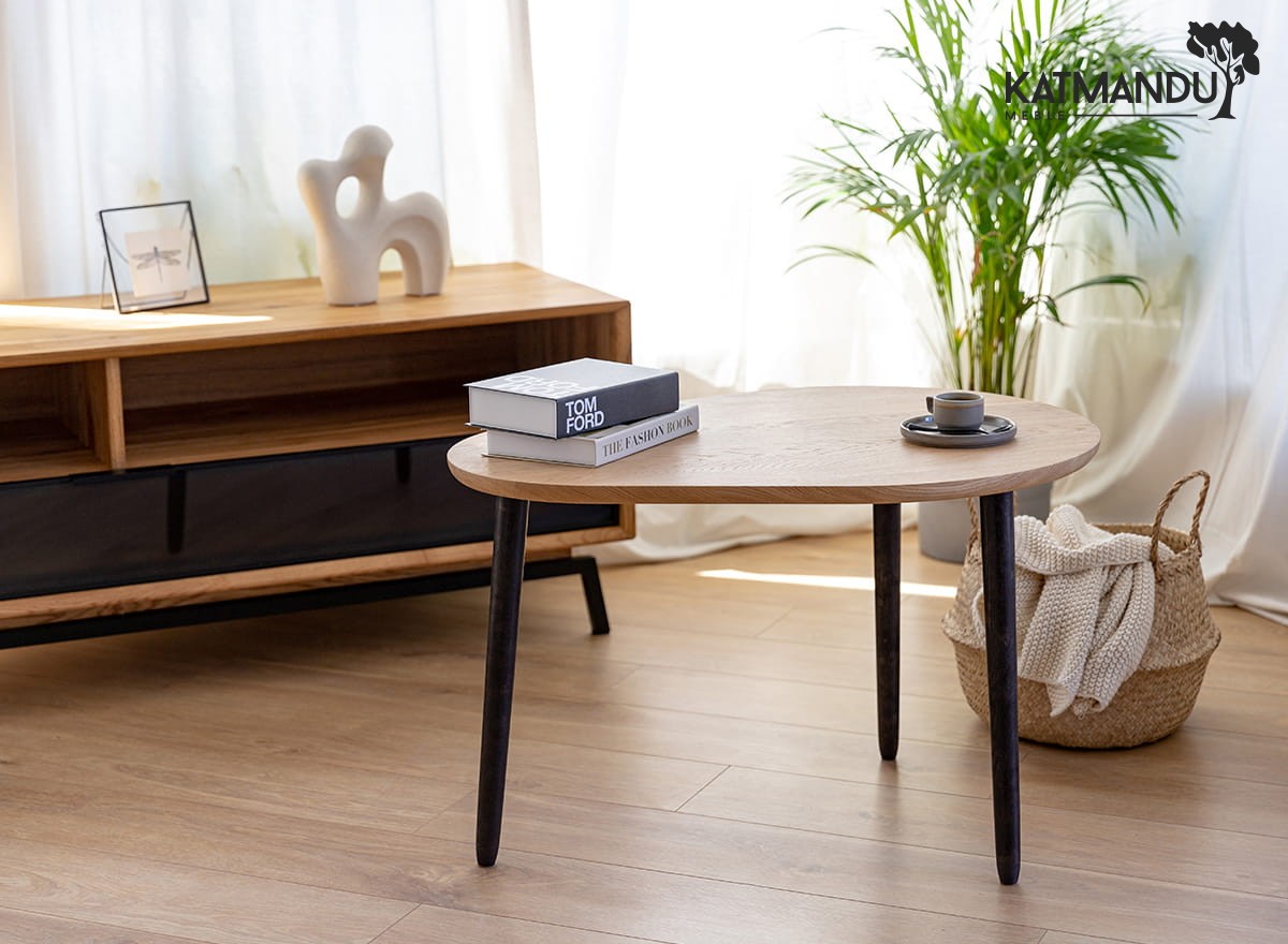 Awokado Eichen Tisch 80x60cm - Organischer Couchtisch, geölt, moderner Loft-Stil