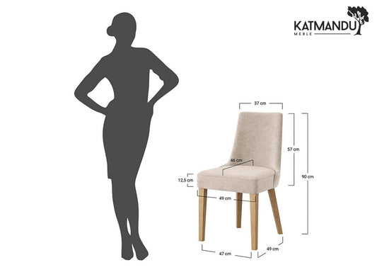 Bequemer beiger Polsterstuhl mit Holzbeinen R24 Carini Design