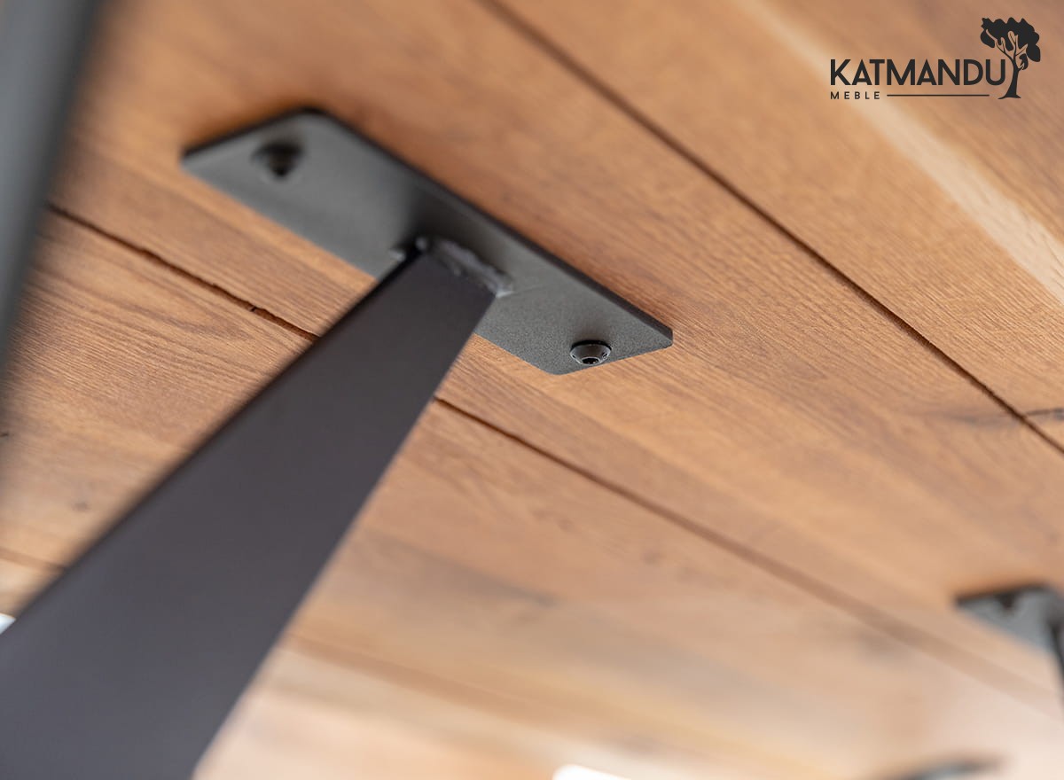 Robuster Eichenholz Esstisch mit Metallbeinen 200x100cm Caserta