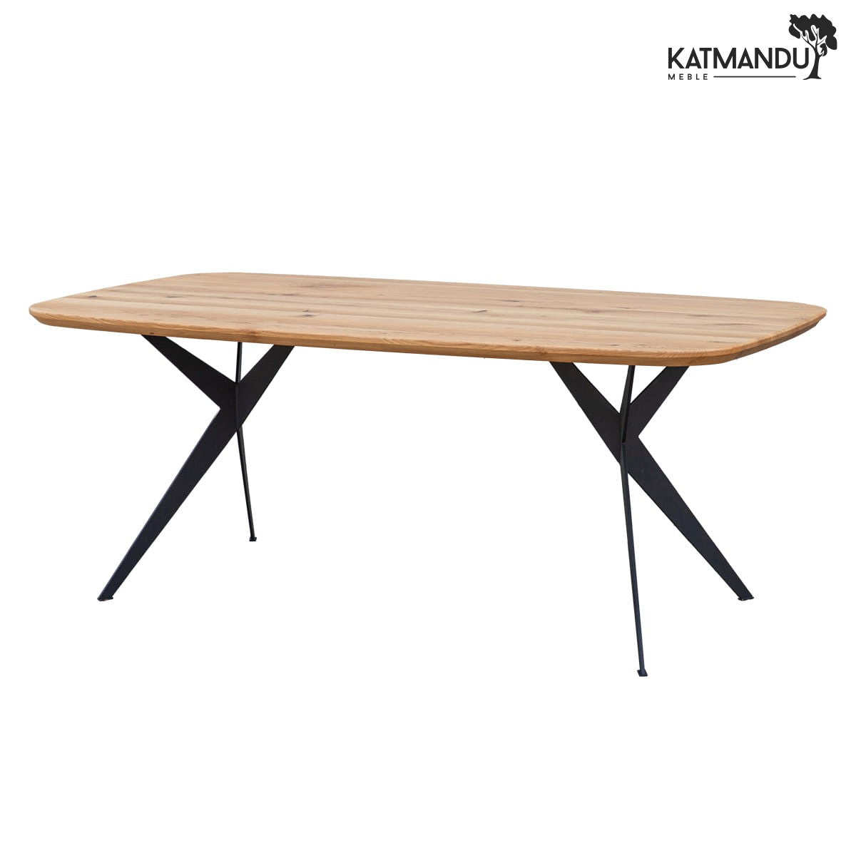 Robuster Eichenholztisch Sistina 180x90 cm mit Metallbeinen Industrial