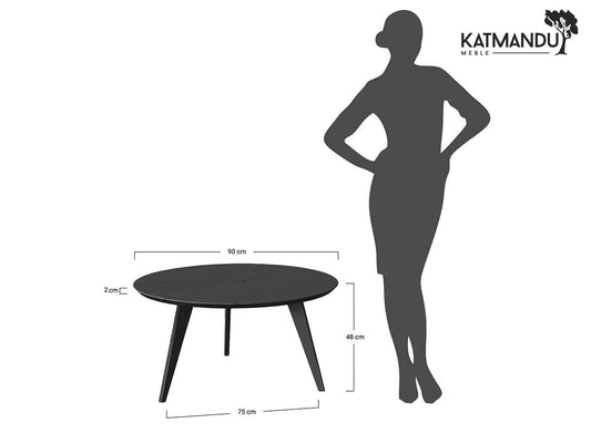 Moderner runder schwarzer Esstisch aus Eschenholz 90 cm Orbetello Design
