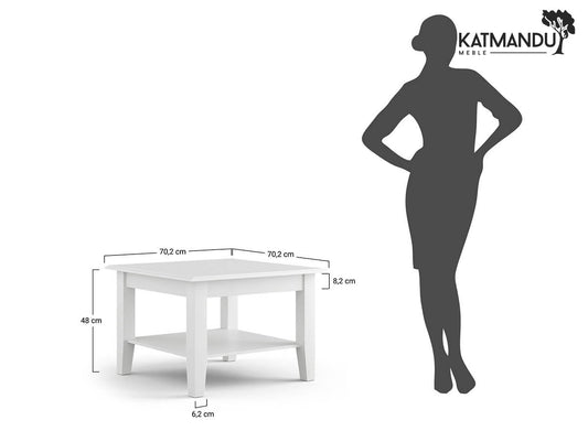 Kleine Kiefernholz-Couchtisch Belluno Elegante Weiße Walnuss mit Regal