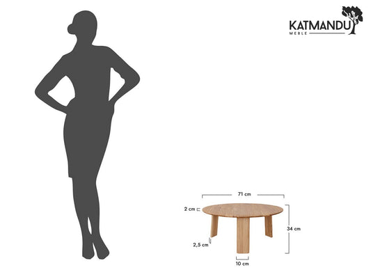 Runder massiver Eichen-Couchtisch Monti 71 cm Durchmesser elegant