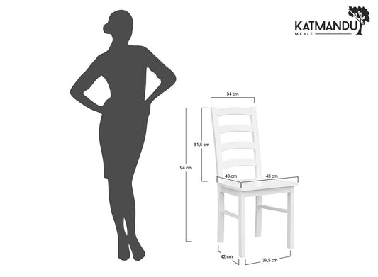 Belluno Elegante 01 Stuhl aus massivem Buchenholz in Weiß mit nussbaumfarbigem Sitz