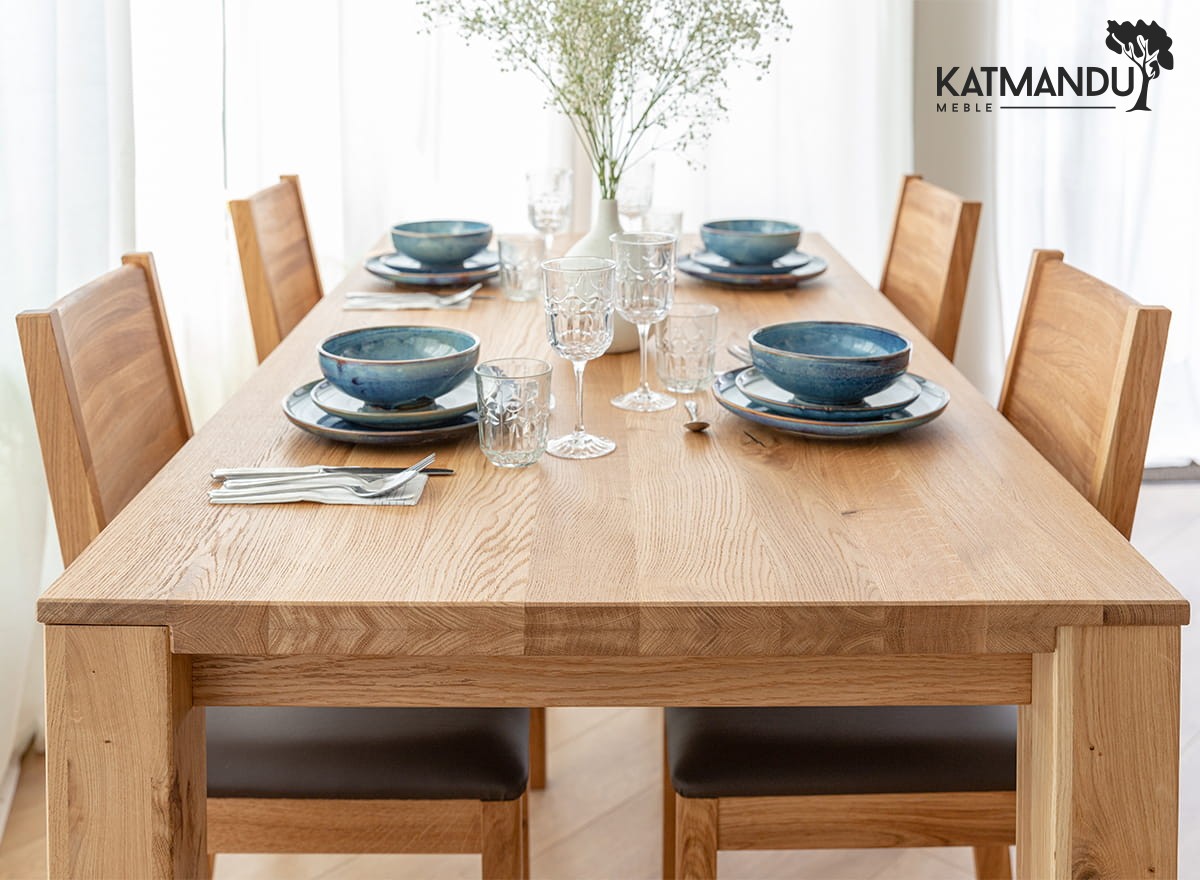 Massiver Eichenholztisch Gaia Esszimmer 90x180 cm robust elegant