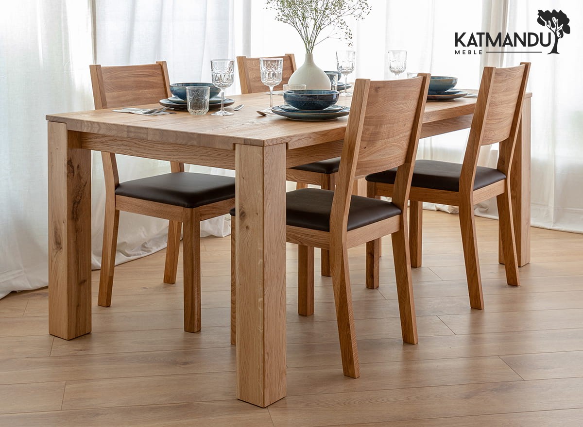 Massiver Eichen Esszimmertisch Gaia 90x160cm Natürliches geöltes Holz