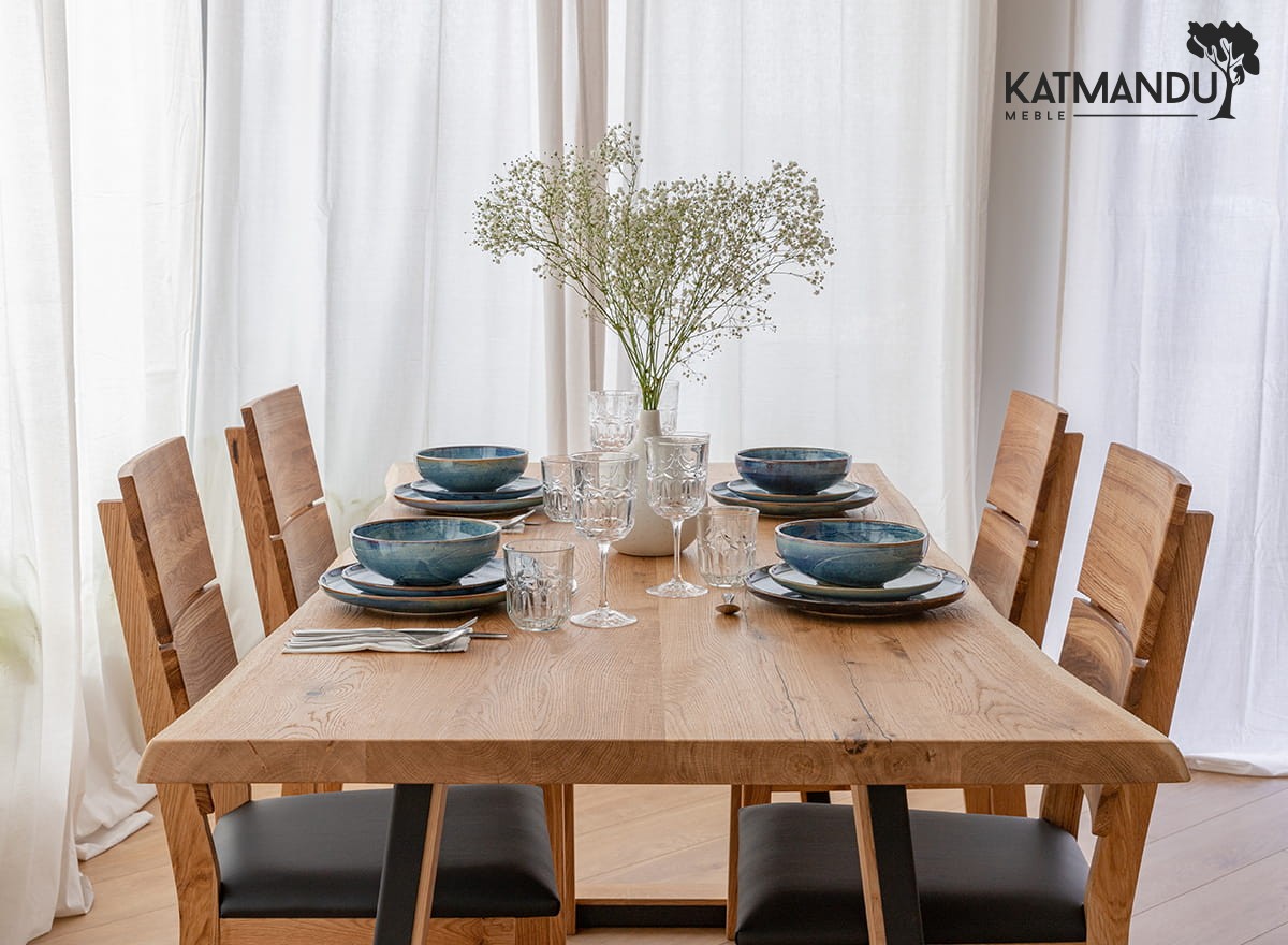 Massiver Eichenholz Esstisch 90x180 cm mit schwarzen Metallbeinen 4cm Tischplatte