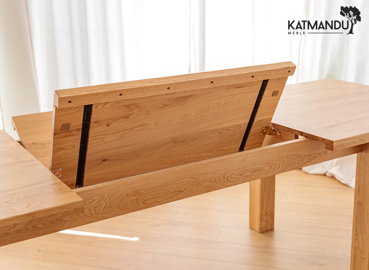 Esstisch Grossi 140 bis 230 × 90 cm Eiche - Erweiterbarer Massivholztisch, geölt, Butterfly Auszug