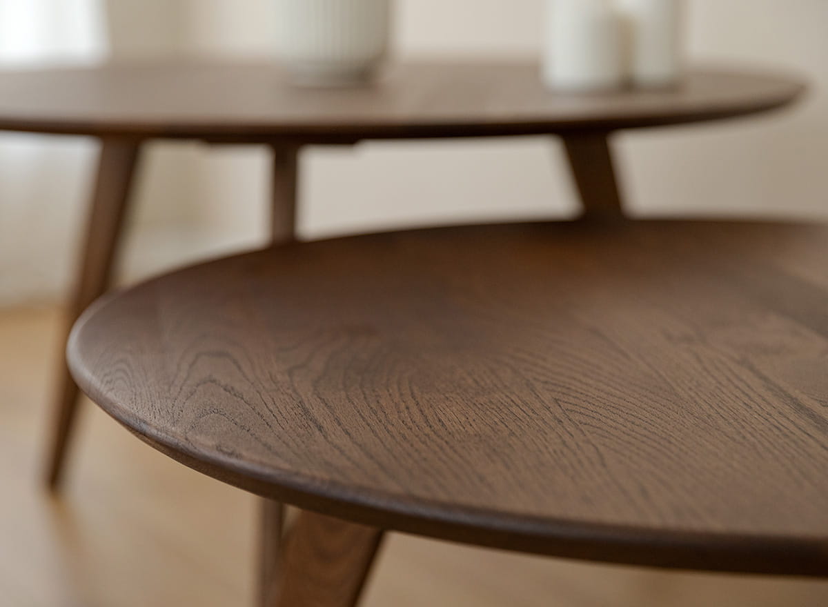 Eleganter runder Eichenholz Tisch Tabacco 70 cm Orbetello Design
