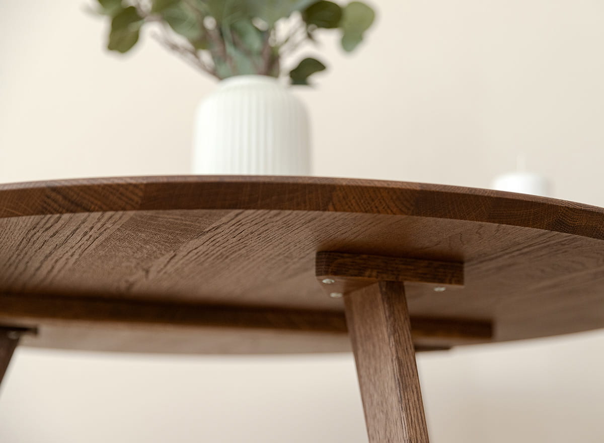 Runder massiver Eichen-Esstisch Tabacco 90 cm Orbetello Design