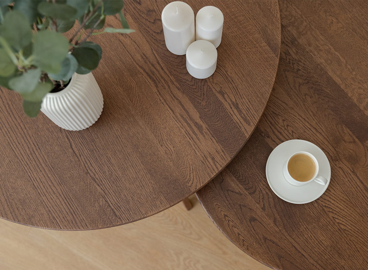 Runder massiver Eichen-Esstisch Tabacco 90 cm Orbetello Design