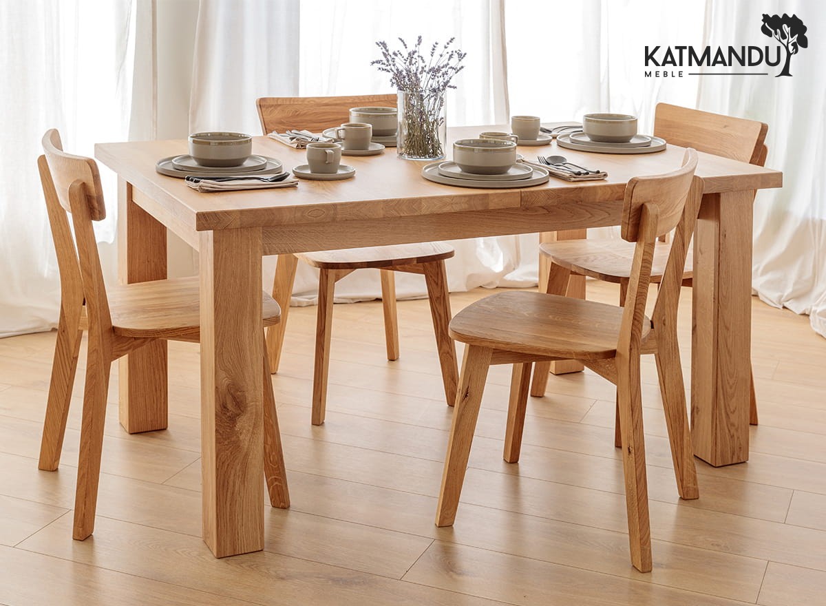 Ausziehbarer massiver Eichenholztisch Lanciano 140x90 cm robust elegant