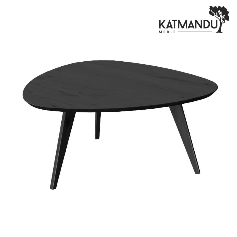 Orbetello ovaler Couchtisch Schwarz 95x96 cm – Eichenholz Wohnzimmertisch