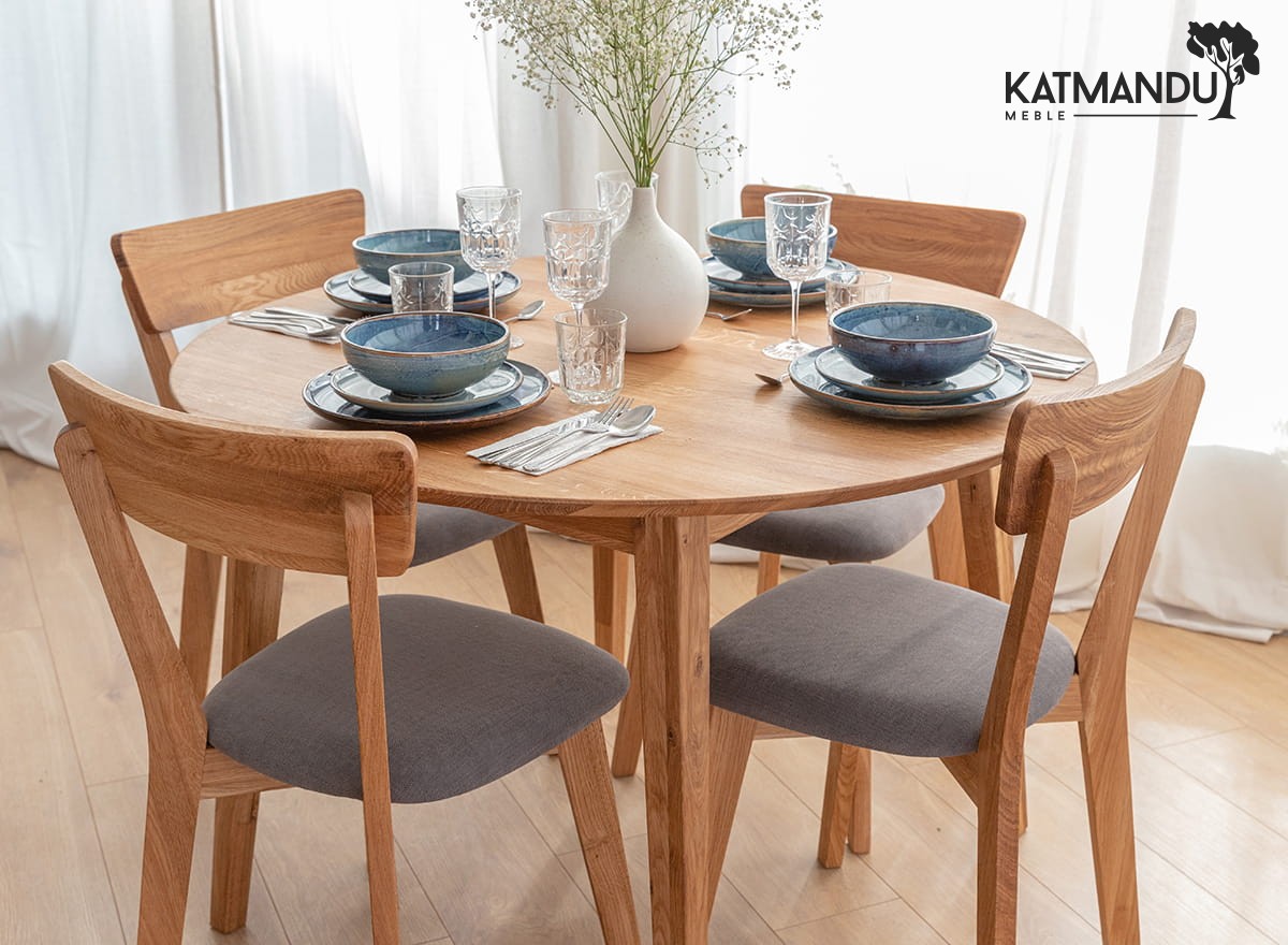 Eleganter runder Esstisch aus Eiche, 110 cm - Orbetello-Design