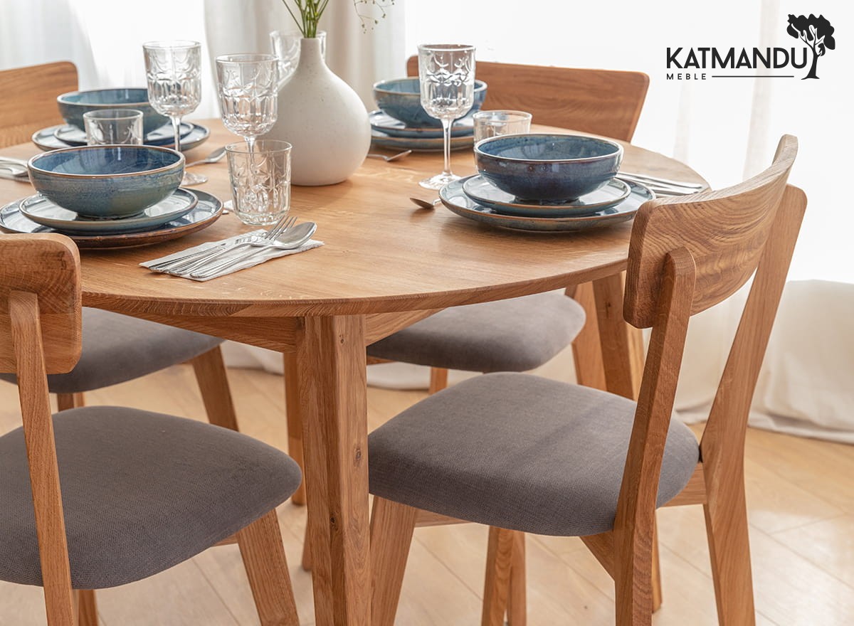 Eleganter runder Esstisch aus Eiche, 110 cm - Orbetello-Design