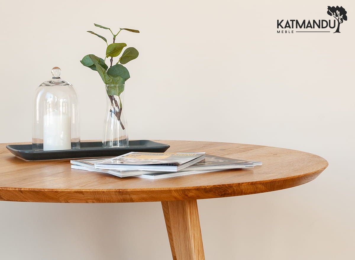 Runde Eiche Couchtisch 90 cm Orbetello Massivholz Design