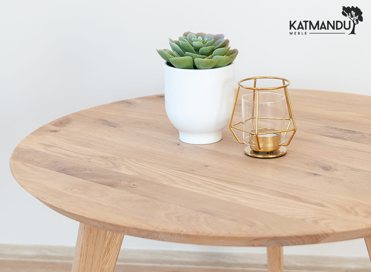 Runde Eichenholz-Lounge-Tisch 70cm Orbetello mit Öl-Finish