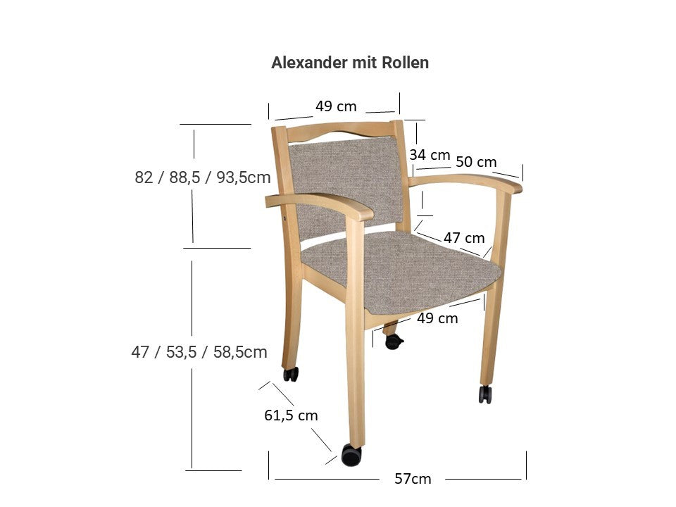 Schwerlaststuhl Alexander XXL auf Rollen – Stabiler Stuhl mit Armlehnen für Adipositas bis 250 kg - Bild 12