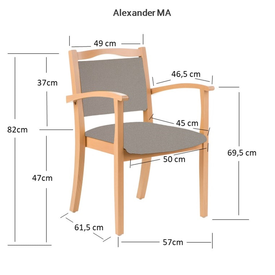 Seniorenstuhl Alexander mit Armlehnen – Komfortabler Pflegestuhl –  47cm - Bild 6