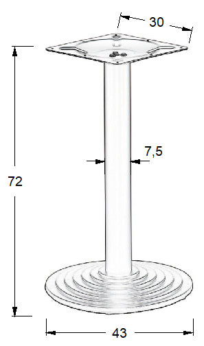 Tischgestell aus Gusseisen SH-5005-1/B – runder Sockel Ø43 cm, 72 cm Höhe, für runde Tischplatten - Bild 6