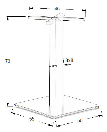 Tischgestell SH-5002-7/B mit rechteckigem Sockel – Schwarze Tischsäule 73cm aus pulverbeschichtetem Stahl, höhenverstellbar - Bild 6