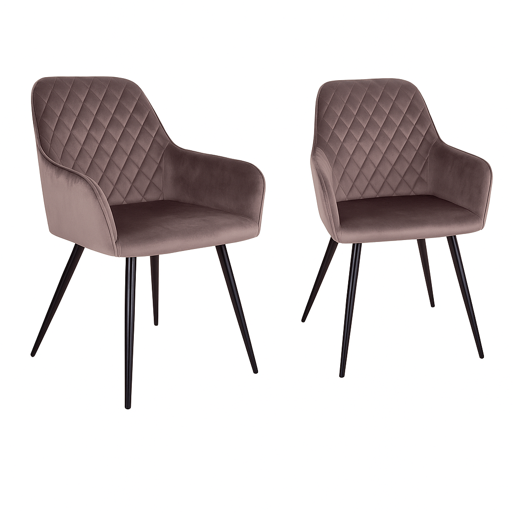 Harbo Esszimmerstuhl Samt mit Rautensteppung 2er Set - Komfort trifft modernes Design - Bild 1