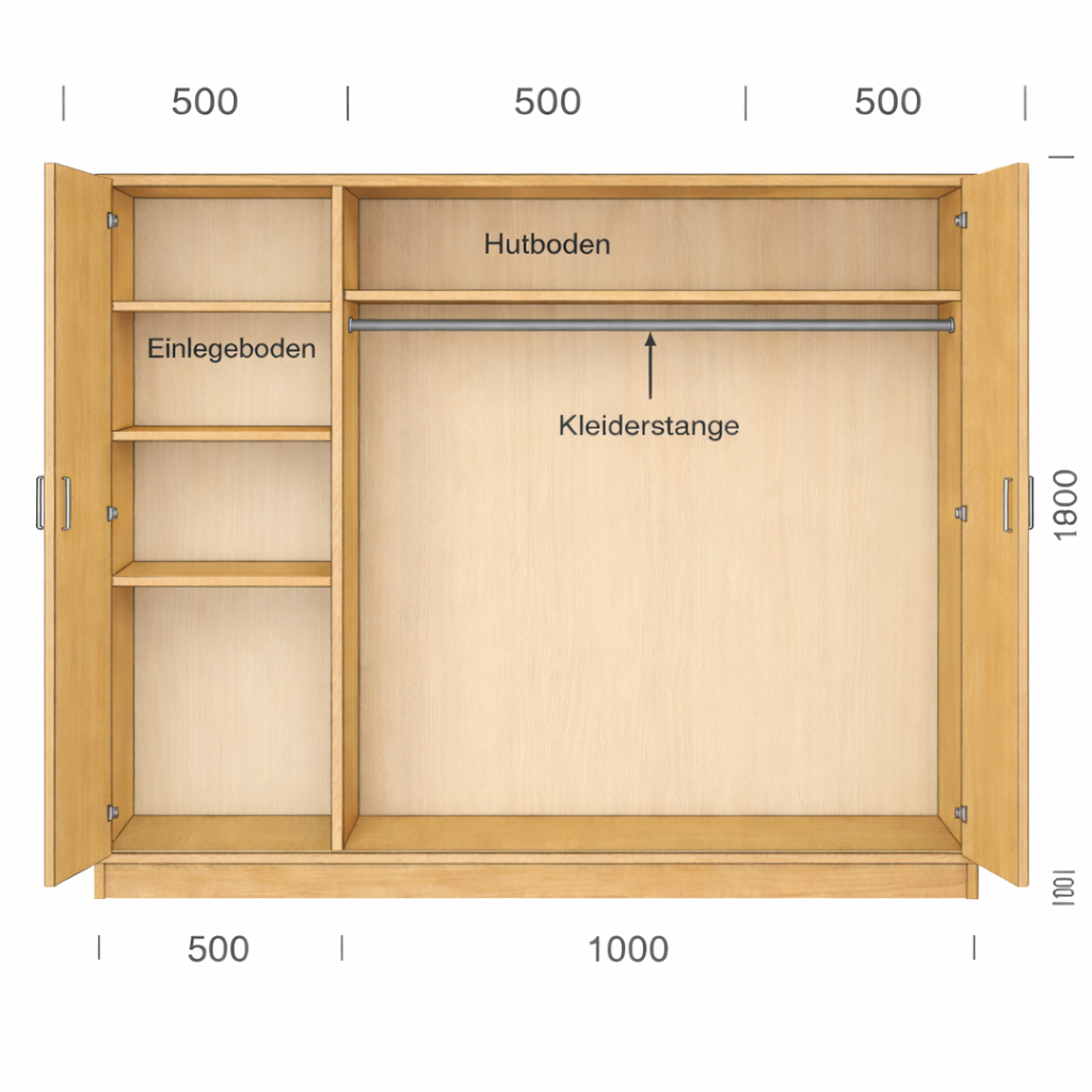 Pflegeheim Kleiderschrank „Thomas“ 150×50×180 cm, Lindberg Eiche