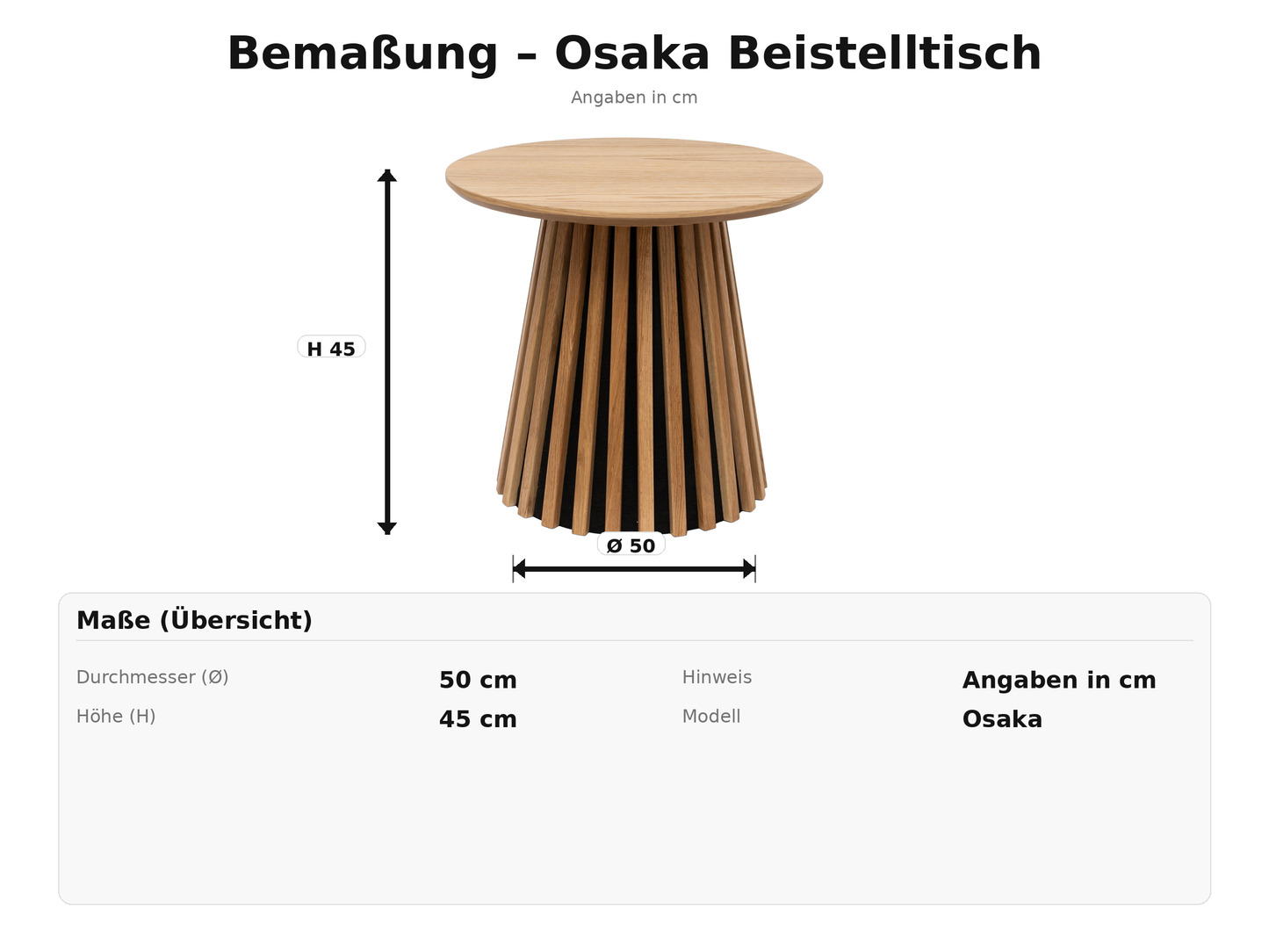 Runder Beistelltisch Ø50 cm aus Eichefurnier – skandinavischer Tisch aus Holz