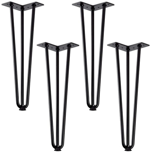 Hairpin Tischfüße 4er-Set BH: 710mm – Haarnadelbeine aus Stahl mit Bodenschutz, 3-Streben-Desi - Bild 2