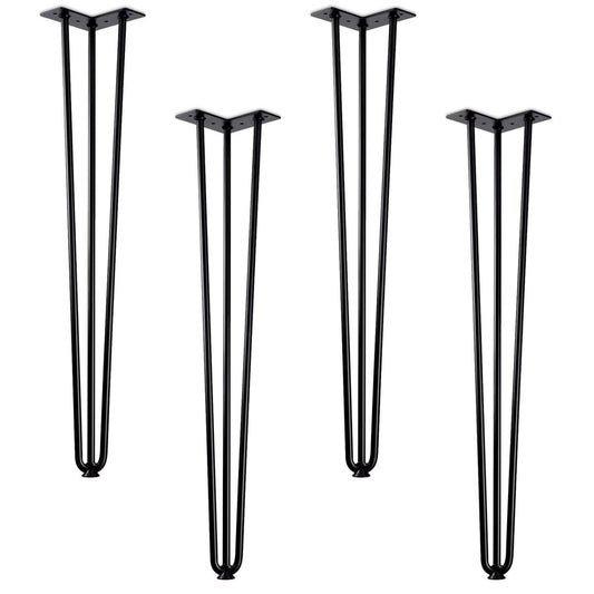 Hairpin Tischfüße 4er-Set BH: 710mm – Haarnadelbeine aus Stahl mit Bodenschutz, 3-Streben-Desi - Bild 1