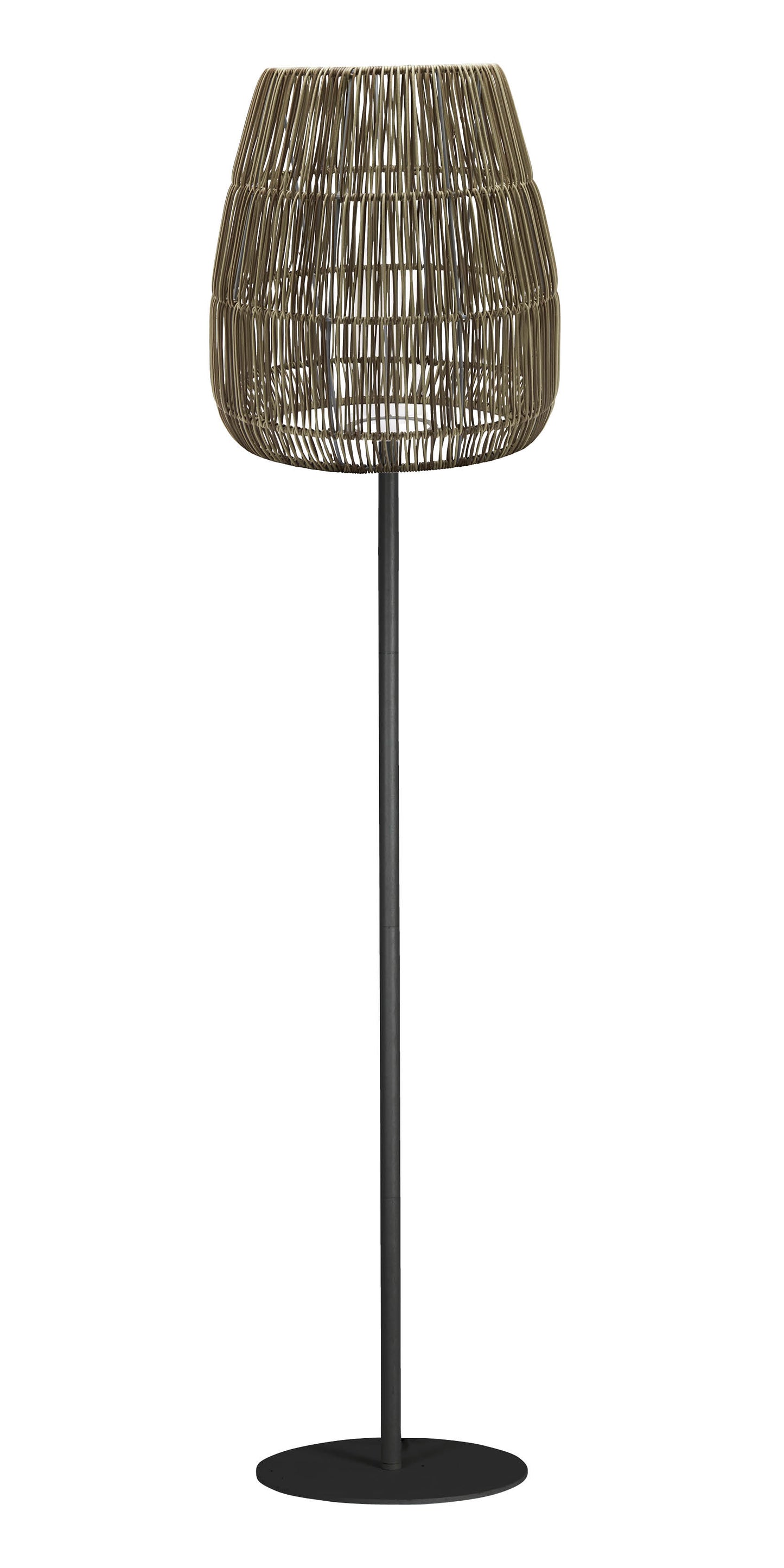 Outdoor Stehlampe Agnar mit 38cm Rattan Schirm - Gestell Metall, 154 cm, wetterfest IP44,E27