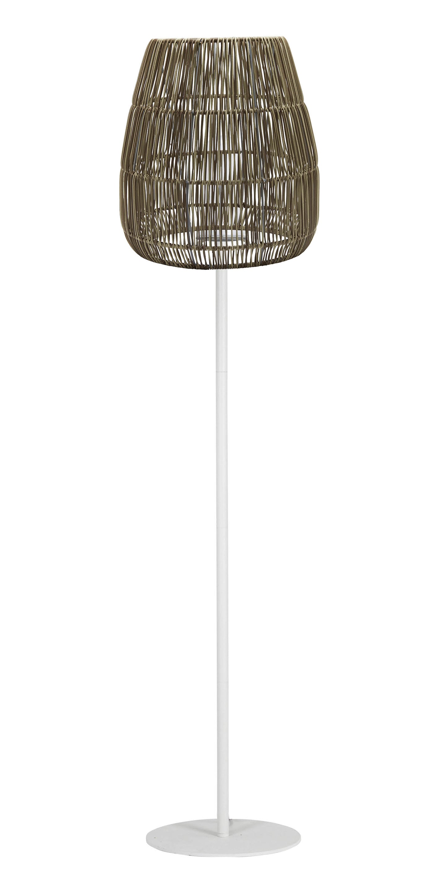 Outdoor Stehlampe Agnar mit 38cm Rattan Schirm - Gestell Metall, 154 cm, wetterfest IP44,E27