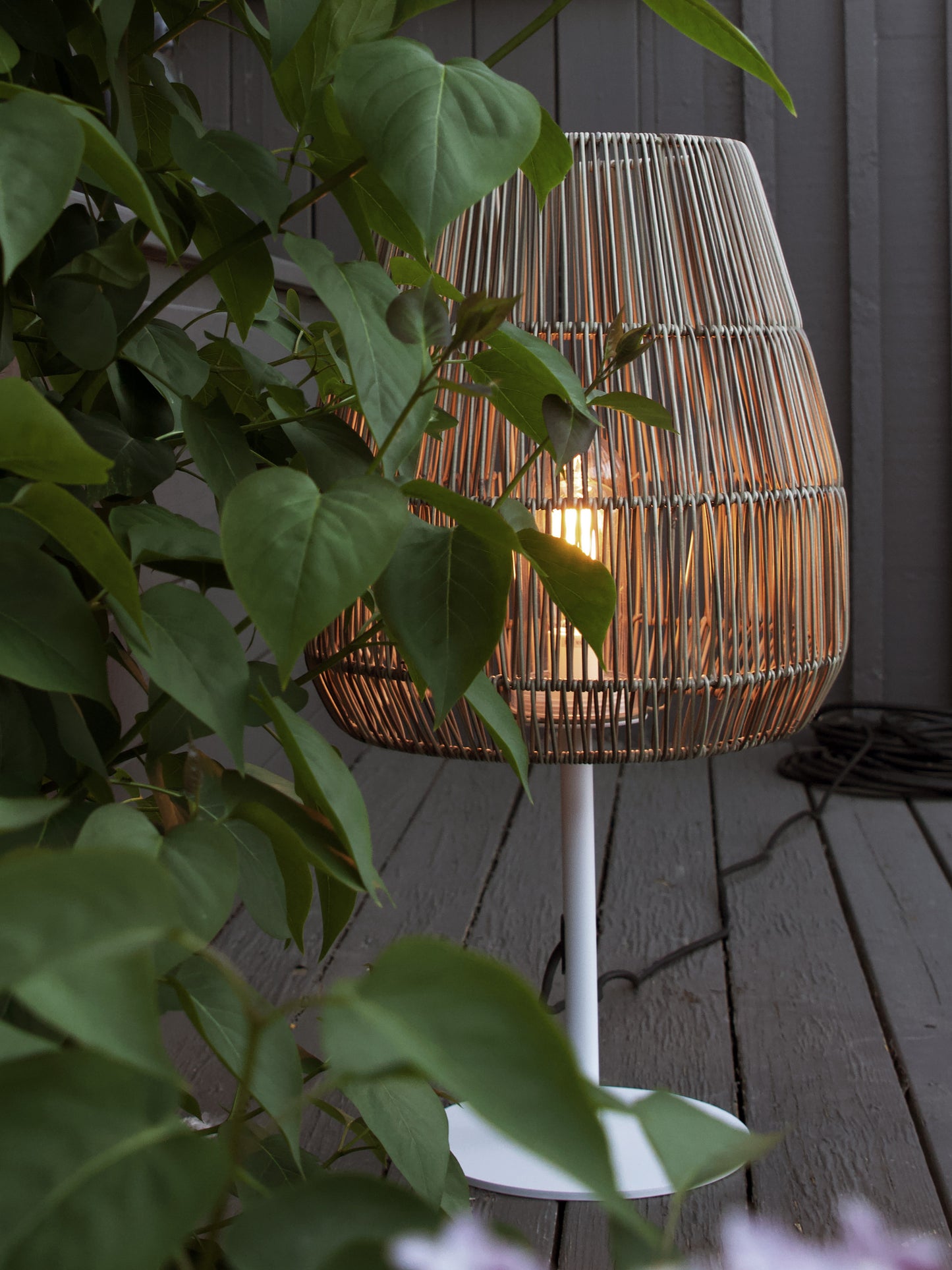 Außen Tischlampe Agnar Rattan - Schirm 38cm , wetterfest, E27, 71 cm hoch