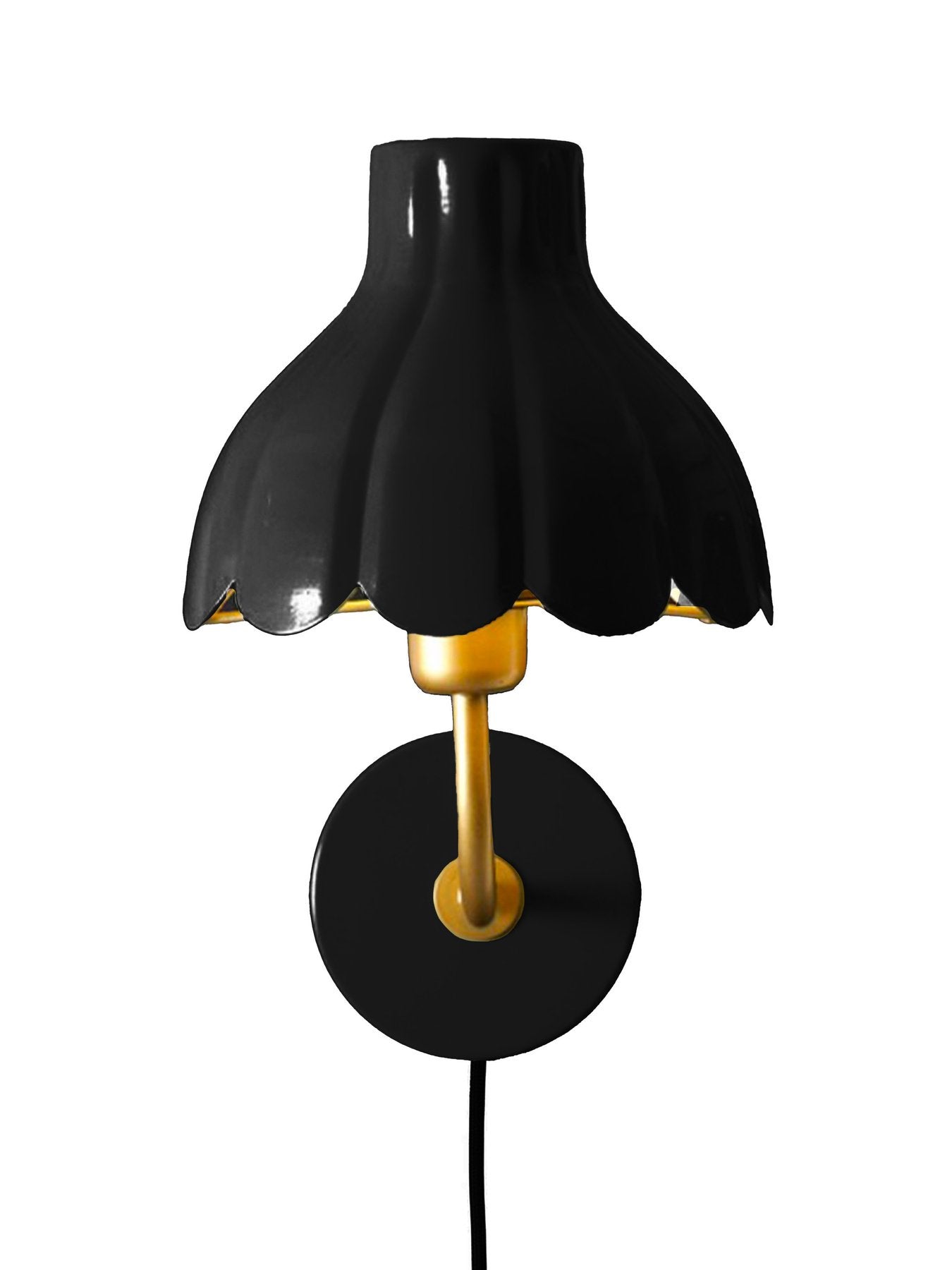 Wandlampe Wells Schwarz/Gold 21 cm Blütenblatt-Design Handgefertigt