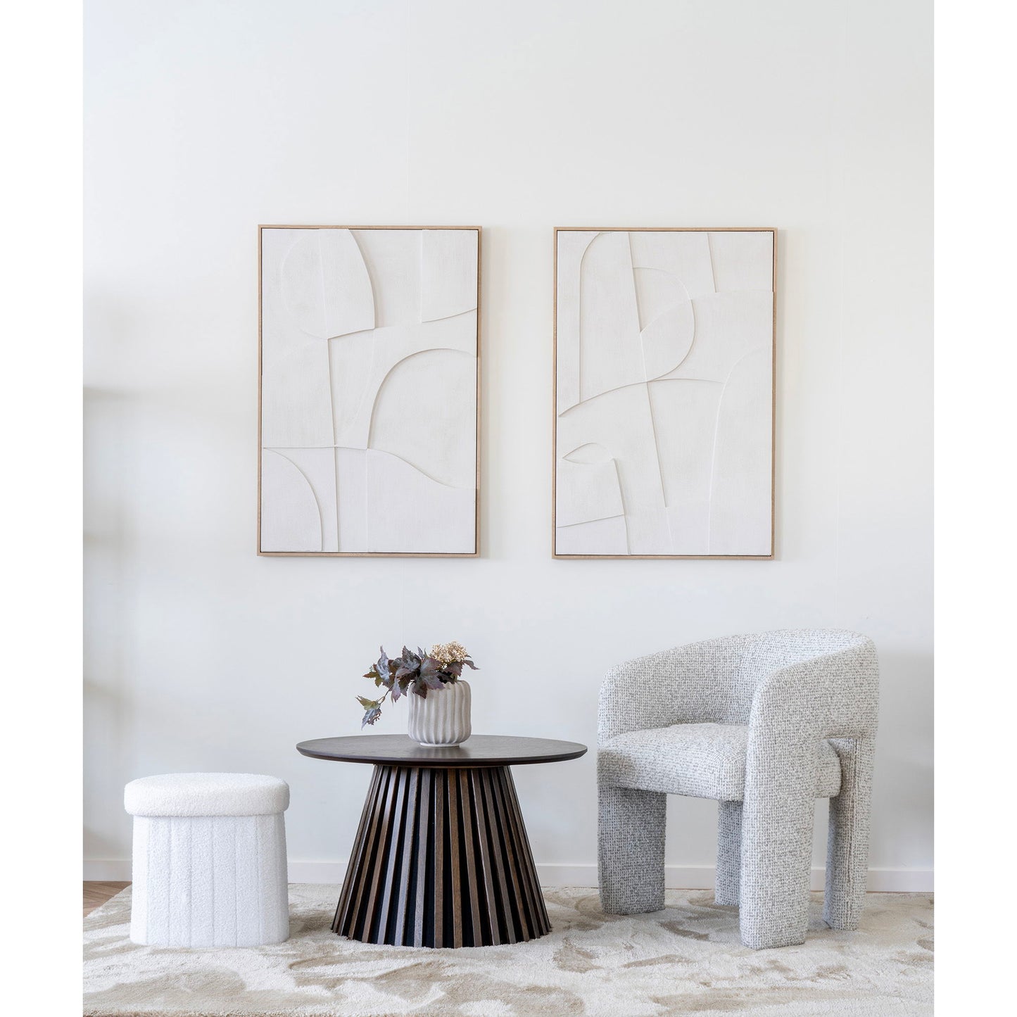 Osaka Sofatisch Eiche Furnier Rauchig Ø70x45 cm Moderner Beistelltisch