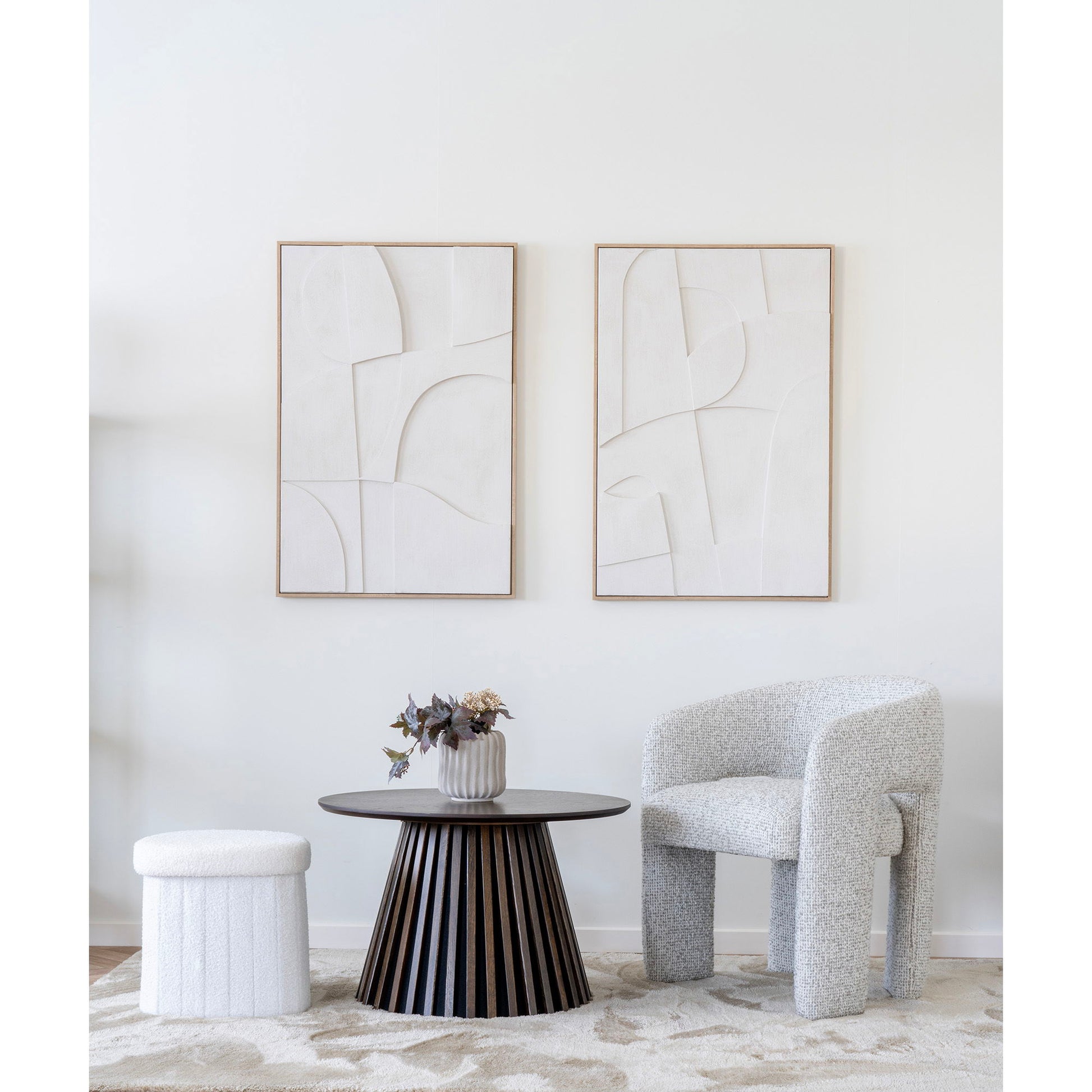 Osaka Sofatisch Eiche Furnier Rauchig Ø70x45 cm Moderner Beistelltisch