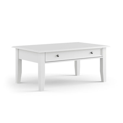 Eleganter weißer Belluno Elegante Kiefernholz Couchtisch mit Schublade