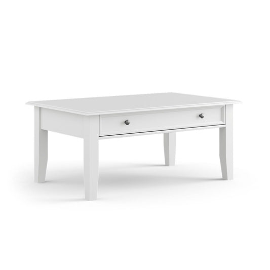 Eleganter weißer Belluno Elegante Kiefernholz Couchtisch mit Schublade