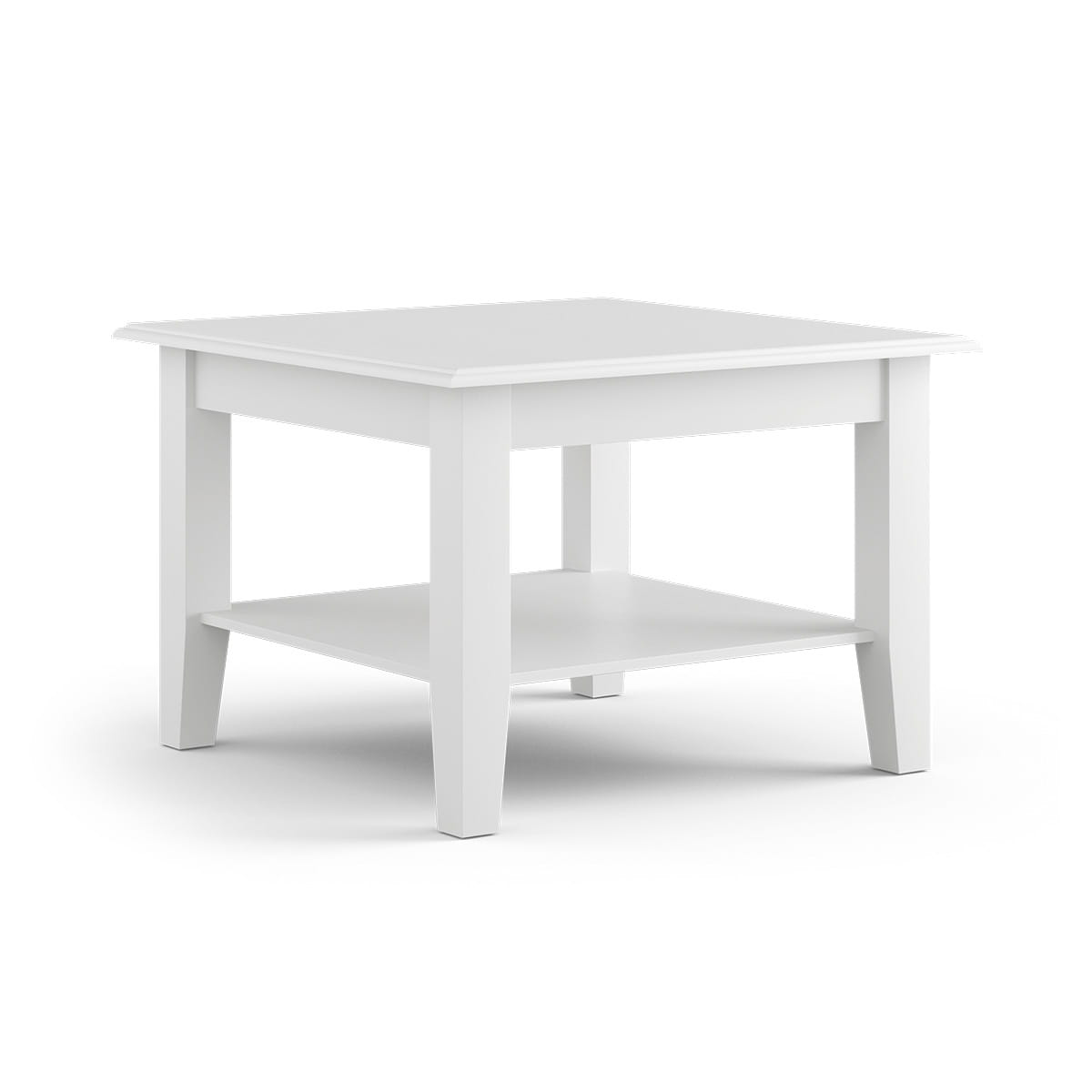 Kleine weiße Belluno Elegante Kiefernholz Couchtisch mit Regal